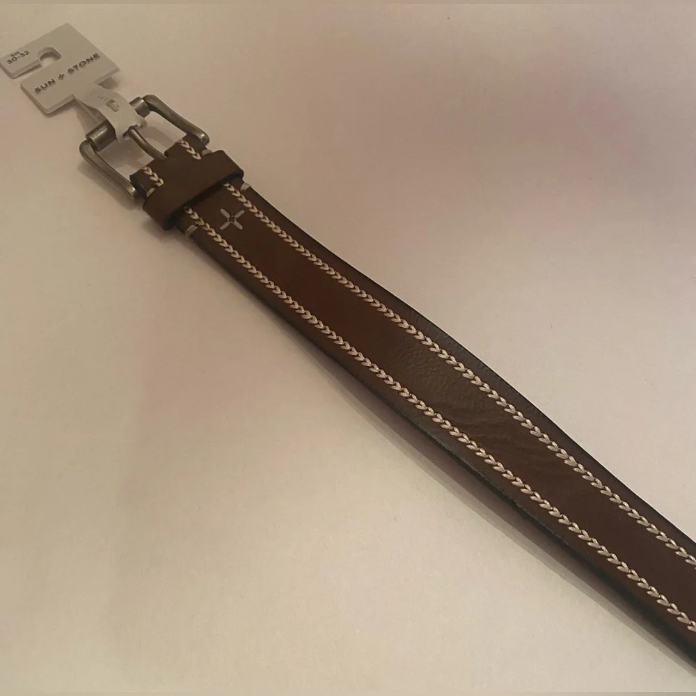 NWT‎ Sun and Stone Men’s Brown Belt Size Small 30-32